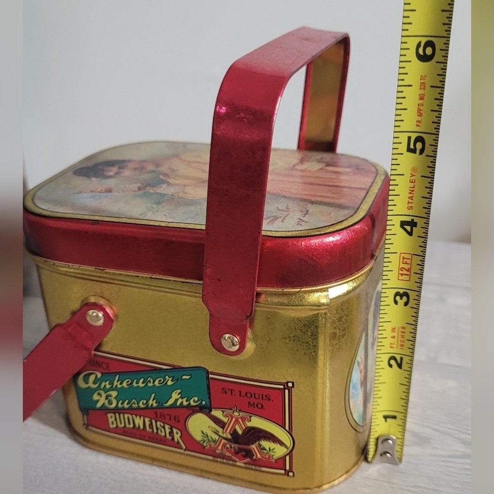 1992 Vintage Anheuser-Busch Budweiser Tin Basket with Handles - Picture 6 of 6
